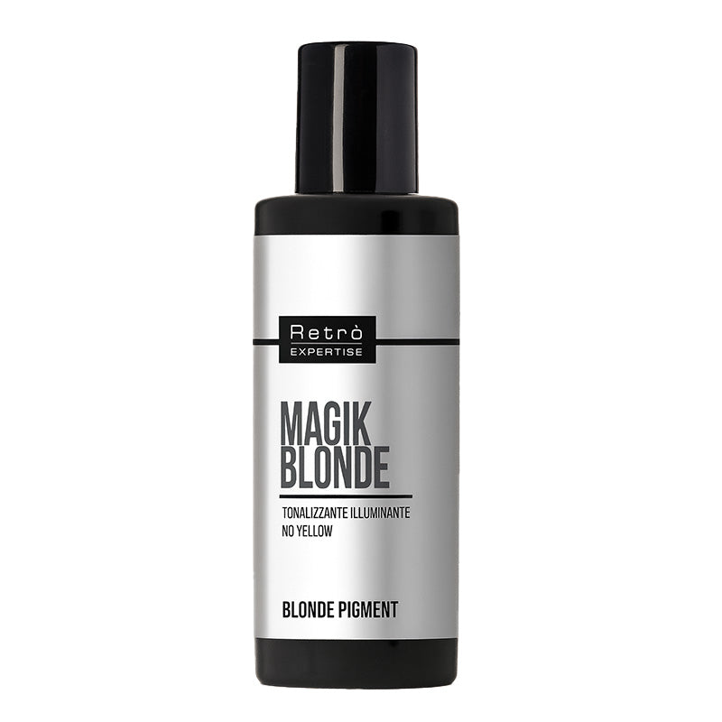 Bottiglia nera con tappo nero etichetta bianca e scritte nere.