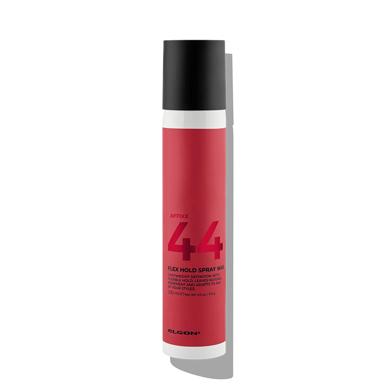 Flacone bianco con etichetta rossa con scritte nere e tappo spray nero.