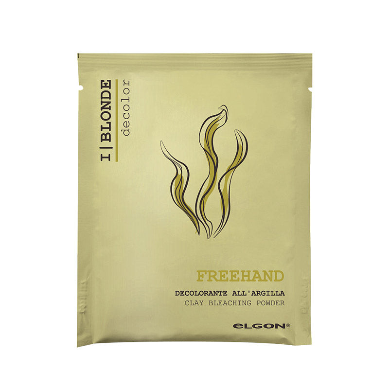 Bustina di 40° monodose di decolorante all'argilla elgon iblonde freehand, per effettuare schiariture a mano con massima precisione.