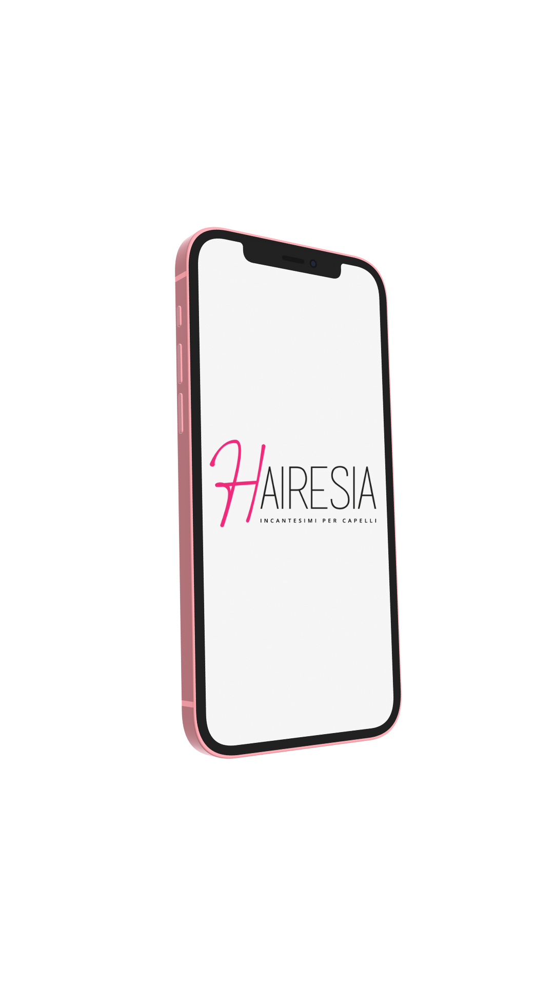 Telefono con scritta Hairesia sullo schermo