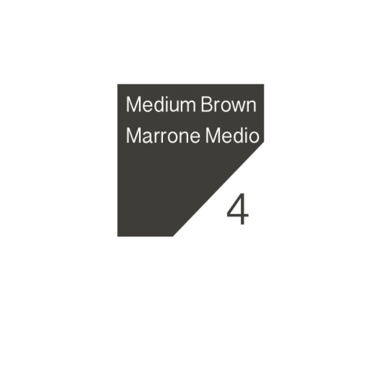 Riquadro di colore marrone medio con il nome del colore di riferimento e numero collegato.