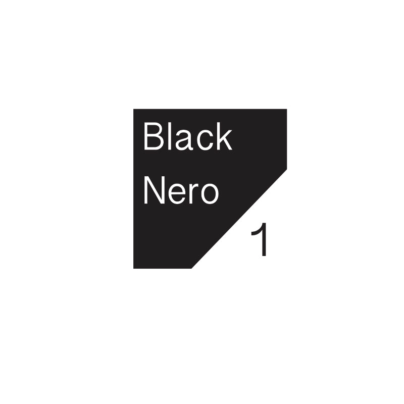Riquadro di colore nero con il nome del colore di riferimento e numero collegato.