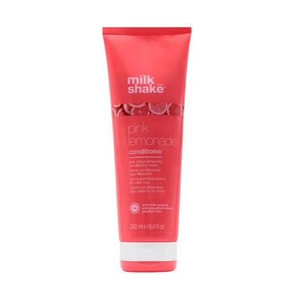 Tubo rosa con tappo flip top rosso. Immagine di limoni rosa sul fronte del tubo.